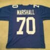 UNSIGNED CUSTOM Sewn Stitched Leonard Marshall Old Style Blue Jersey