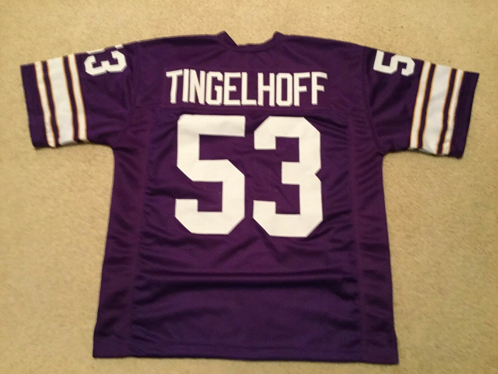 UNSIGNED CUSTOM Sewn Stitched Mick Tingelhoff Purple Jersey