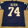 UNSIGNED CUSTOM Sewn Stitched Merlin Olsen Old Style Blue Jersey
