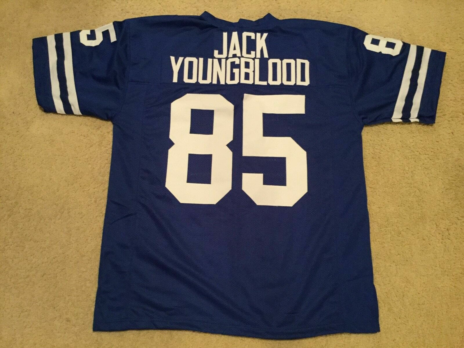 UNSIGNED CUSTOM Sewn Stitched Jack Youngblood Retro Blue Jersey