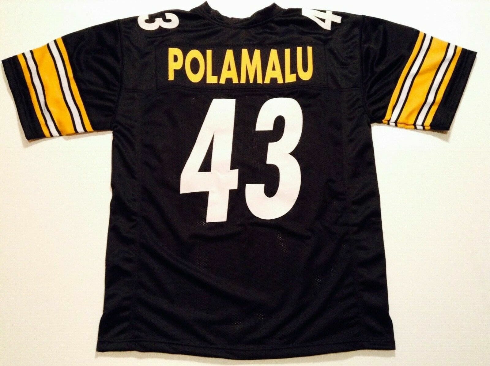 UNSIGNED CUSTOM Sewn Stitched Troy Polamalu Black Jersey