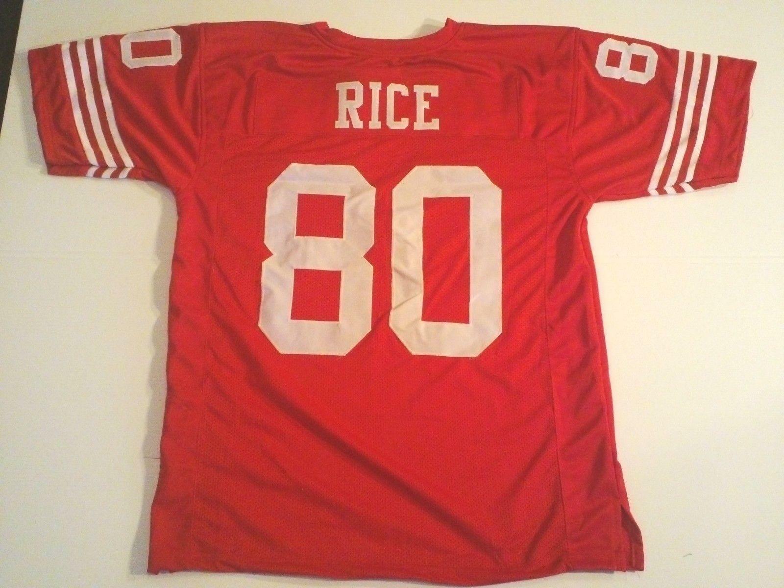 UNSIGNED CUSTOM Sewn Stitched Jerry Rice Red Jersey