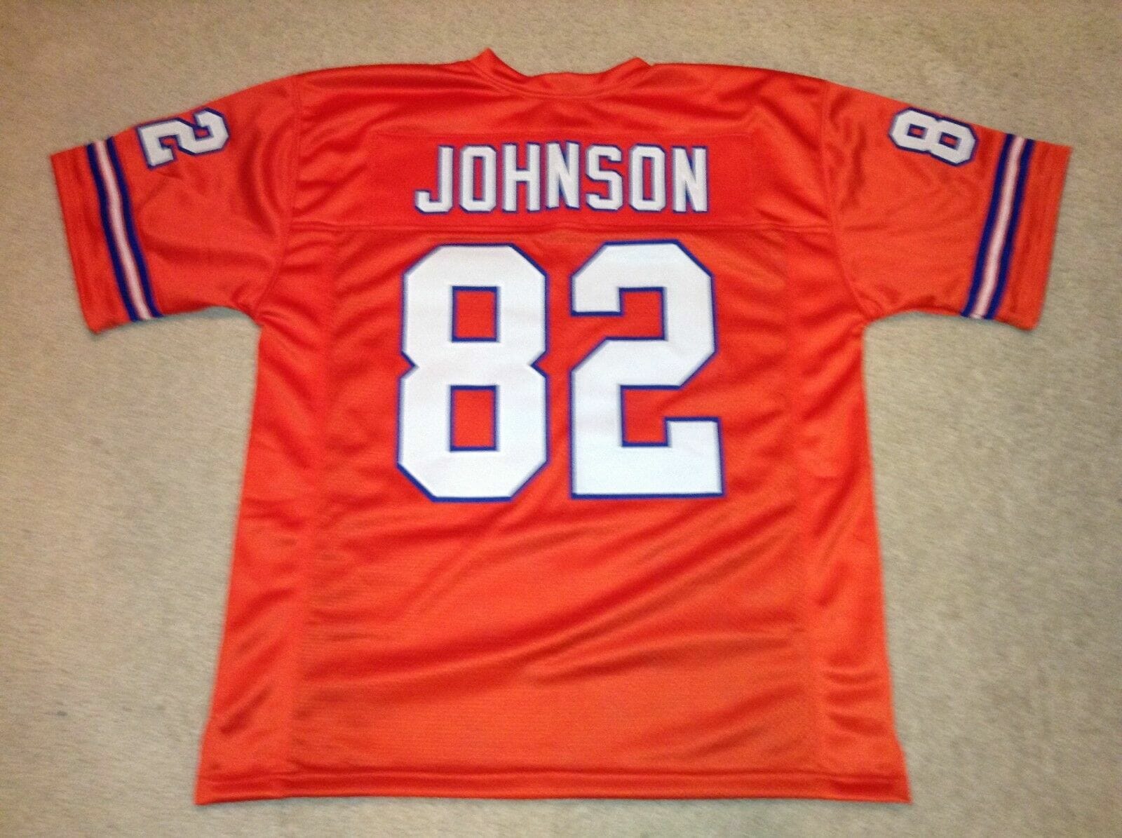 UNSIGNED CUSTOM Sewn Stitched Vance Johnson Orange Jersey