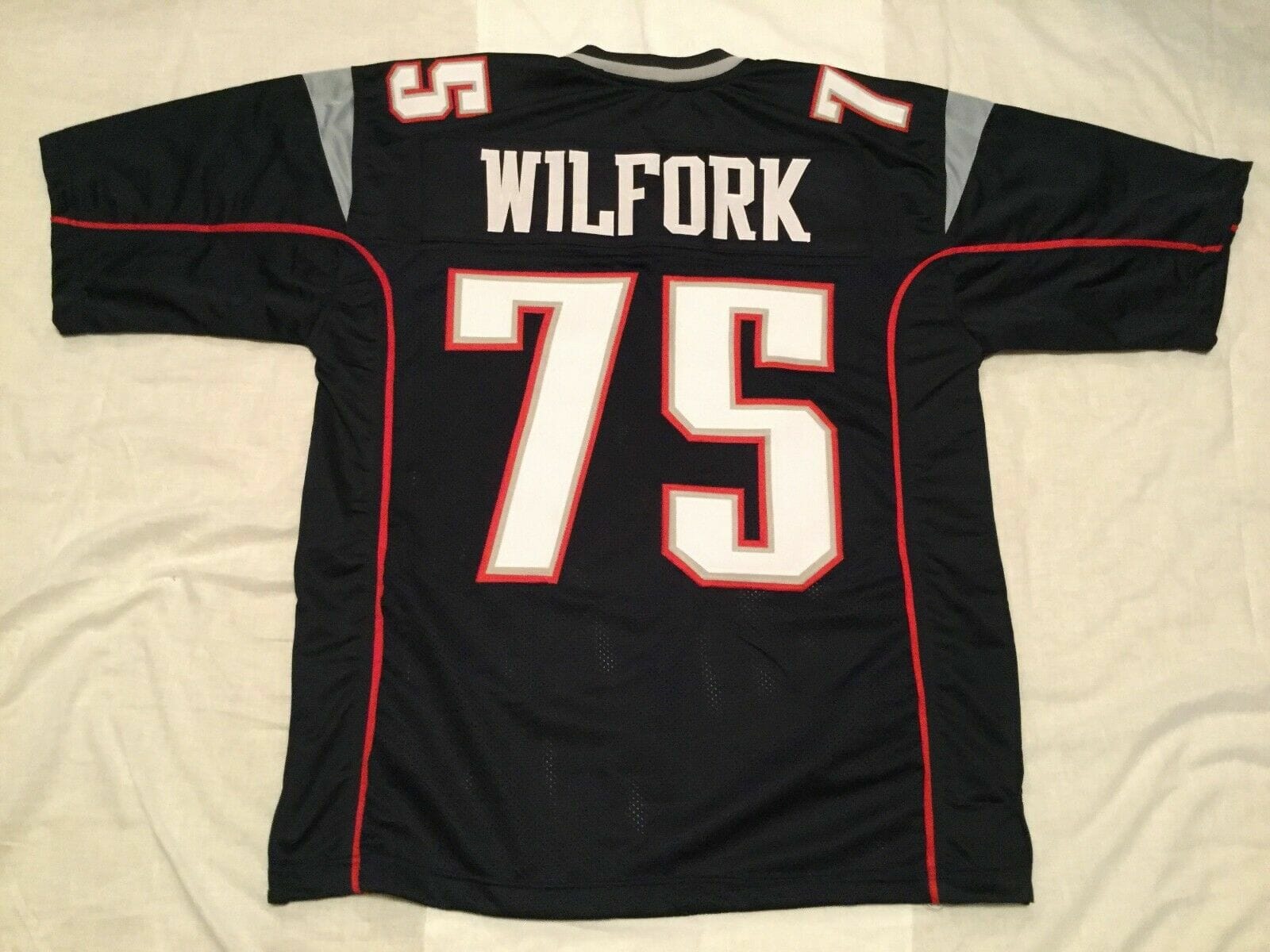 UNSIGNED CUSTOM Sewn Stitched Vince Wilfork Blue Jersey