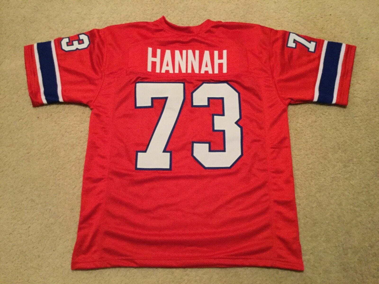 UNSIGNED CUSTOM Sewn Stitched John Hannah Red Jersey