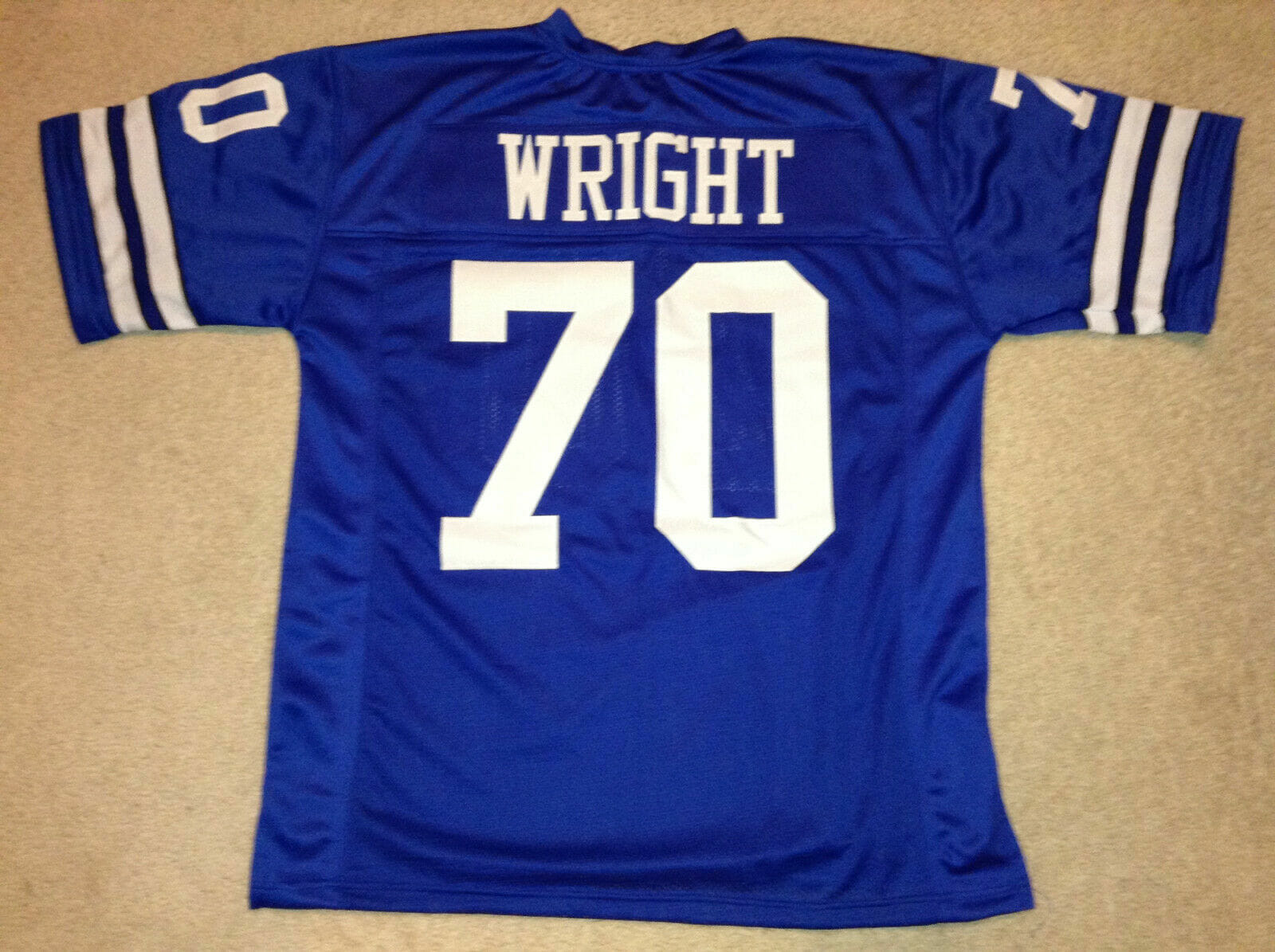 UNSIGNED CUSTOM Sewn Stitched Rayfield Wright Blue Jersey