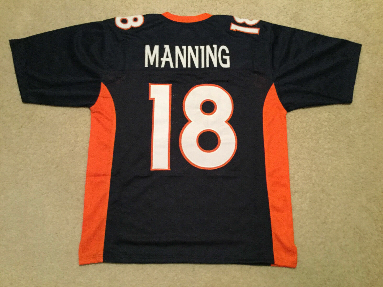 UNSIGNED CUSTOM Sewn Stitched Peyton Manning Blue Jersey