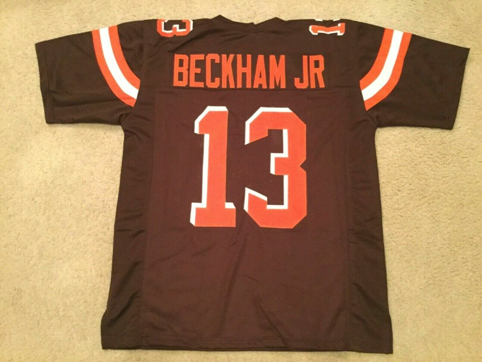 UNSIGNED CUSTOM Sewn Stitched Odell Beckham Jr Brown Jersey