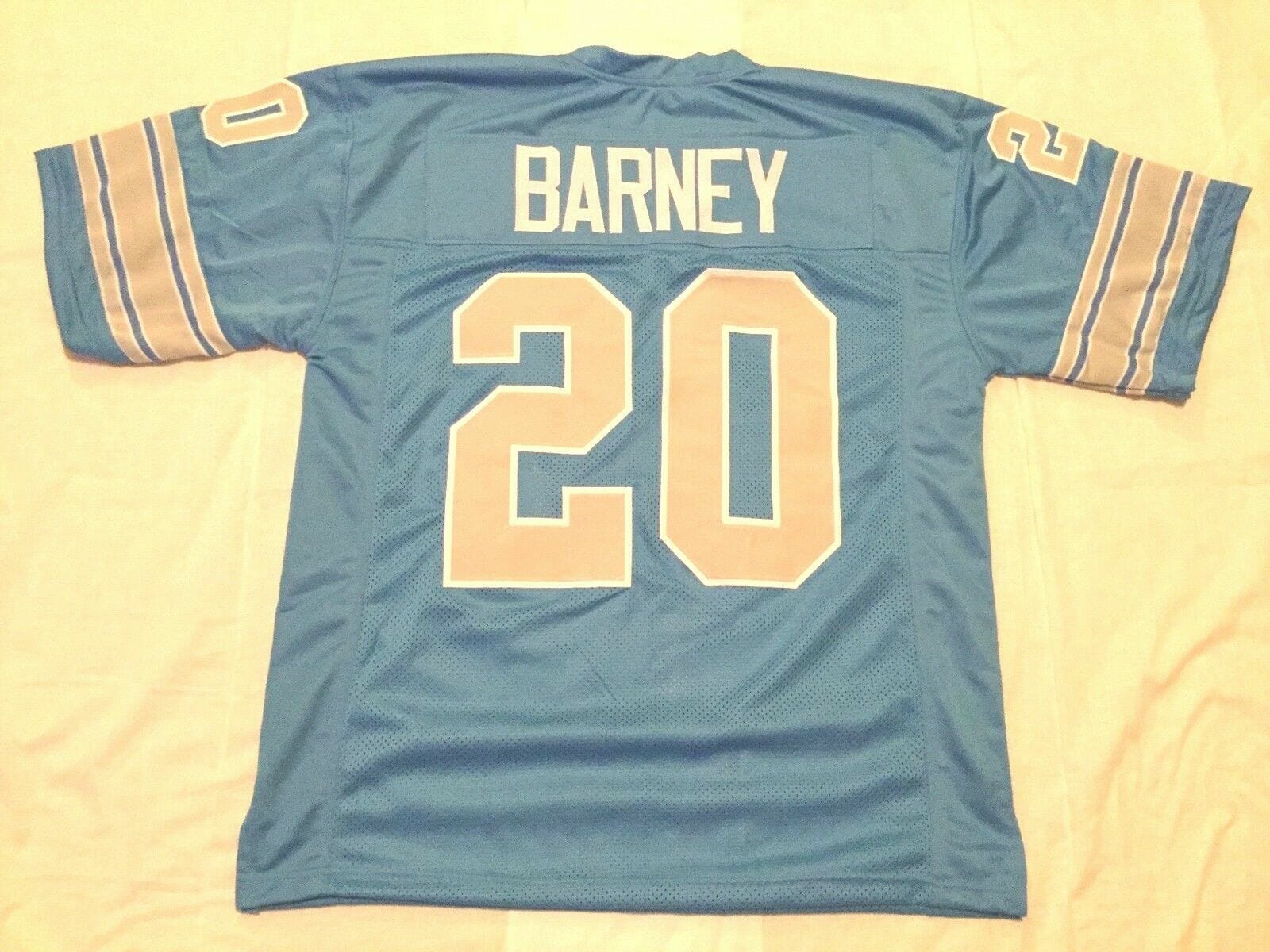 UNSIGNED CUSTOM Sewn Stitched Lem Barney Blue Jersey