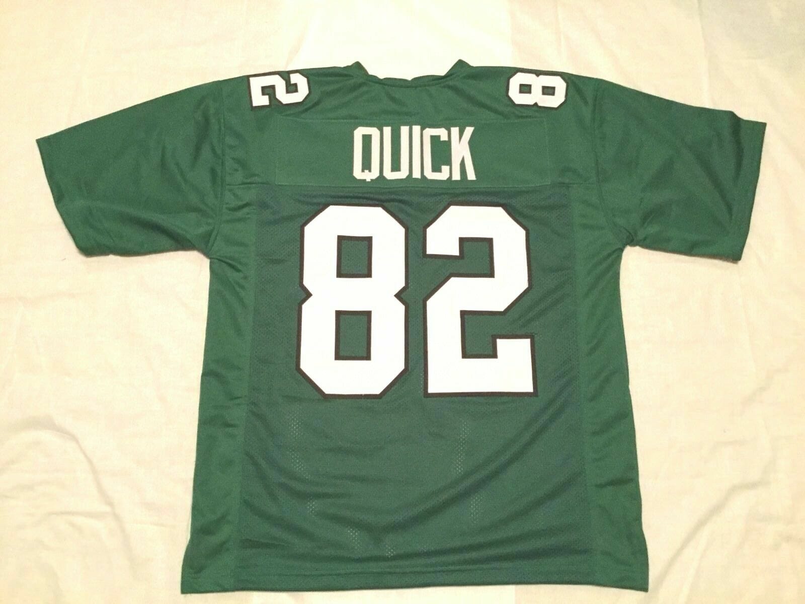 UNSIGNED CUSTOM Sewn Stitched Mike Quick Green Jersey