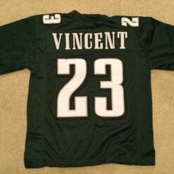 UNSIGNED CUSTOM Sewn Stitched Troy Vincent Green STAINED Jersey