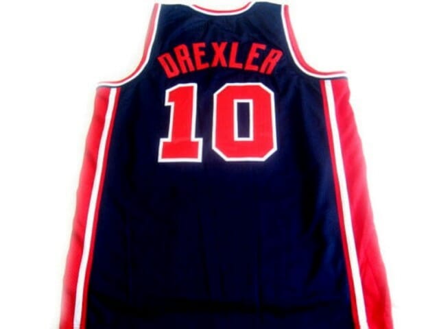 Clyde Drexler #10 Team USA Basketball Jersey Navy Blue