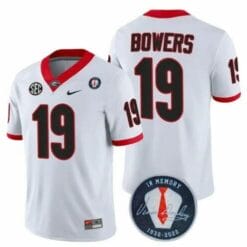 Georgia Bulldogs Brock Bowers #19 Jersey Honoring Vince Dooley Patch White