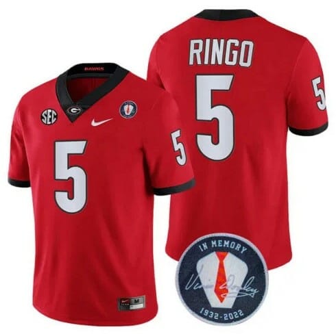 Georgia Bulldogs Kelee Ringo #5 Jersey Honoring Vince Dooley Patch Red