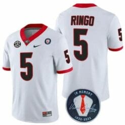 Georgia Bulldogs Kelee Ringo #5 Jersey Honoring Vince Dooley Patch White
