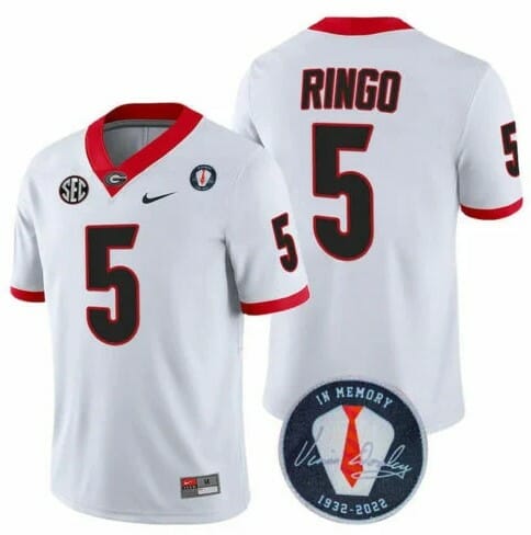 Georgia Bulldogs Kelee Ringo #5 Jersey Honoring Vince Dooley Patch White