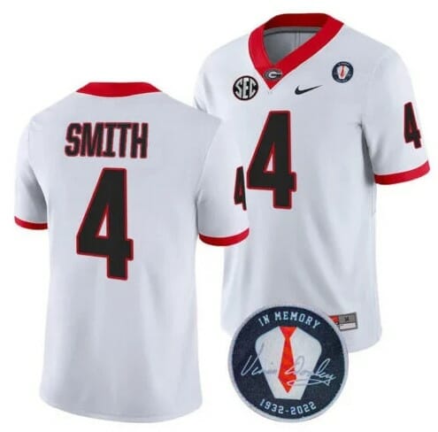 Georgia Bulldogs Nolan Smith #4 Jersey Honoring Vince Dooley Patch White