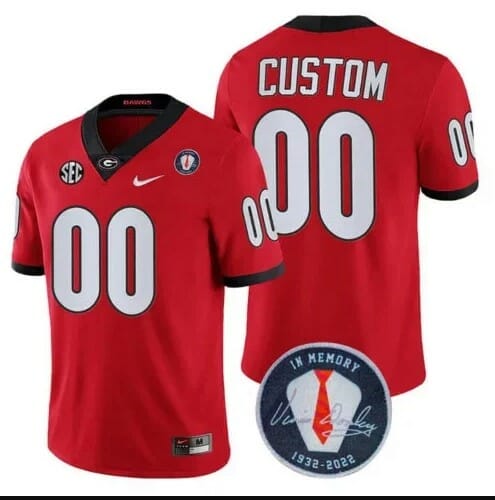 Georgia Bulldogs Players Jersey Honoring Vince Dooley Patch Custom Red