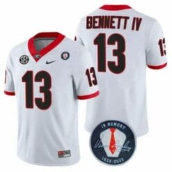Georgia Bulldogs Stetson Bennett #13 Jersey Honoring Vince Dooley Patch White