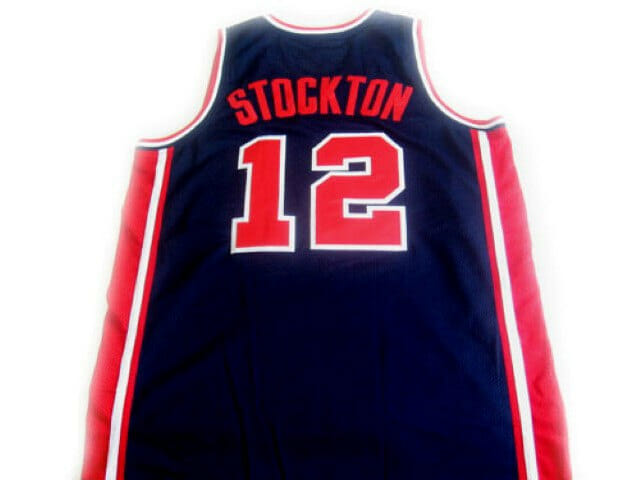 John Stockton #12 Team USA Basketball Jersey Navy Blue