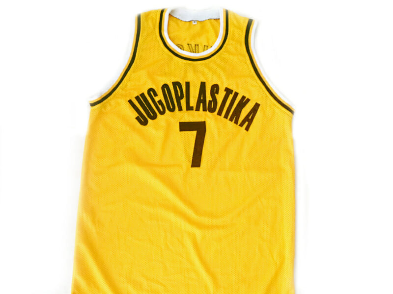 Toni Kucok #7 Jugoplastika Yugoslavia Basketball Jersey Yellow