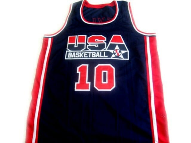 Clyde Drexler #10 Team USA Basketball Jersey Navy Blue