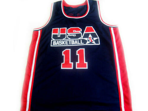 Karl Malone #11 Team USA BasketBall Jersey Navy Blue