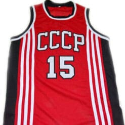 Arvydas Sabonis #15 CCCP Team Russia Basketball Jersey Red