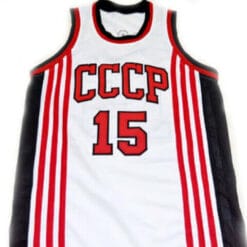 Arvydas Sabonis #15 CCCP Team Russia Basketball Jersey White