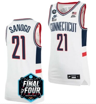Adama Sanogo Jersey UConn Huskies 2023 NCAA National Championship March Madness White #21