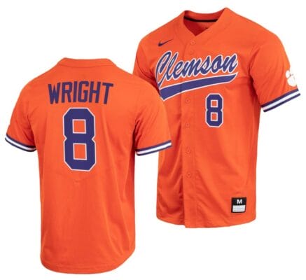 Blake Wright Jersey Clemson Tigers College Baseball Orange Full-Button #8