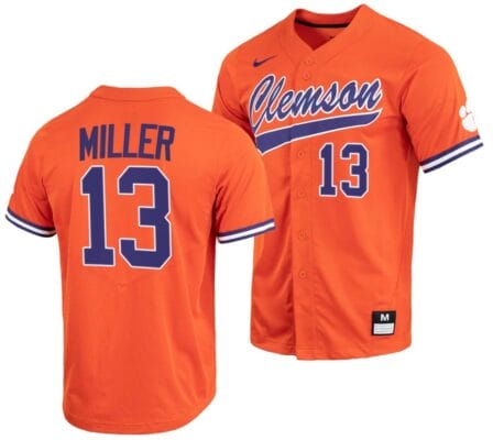 Brad Miller Jersey Clemson Tigers College Baseball Orange Full-Button #13