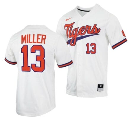 Brad Miller Jersey Clemson Tigers College Baseball White #13