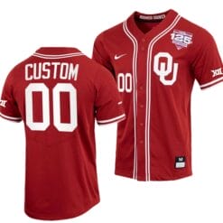 Custom Oklahoma Sooners Baseball Jersey Name and Number NCAA College Crimson 125th Season Full-Button