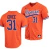 Caden Grice Jersey Clemson Tigers College Baseball Orange Full-Button #31