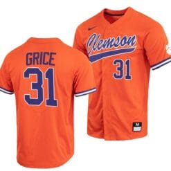 Caden Grice Jersey Clemson Tigers College Baseball Orange Full-Button #31