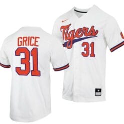 Caden Grice Jersey Clemson Tigers College Baseball White #31