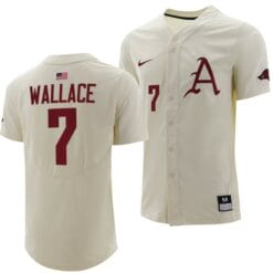 Cayden Wallace Jersey Arkansas Razorbacks College Baseball Full-Button Natural #7