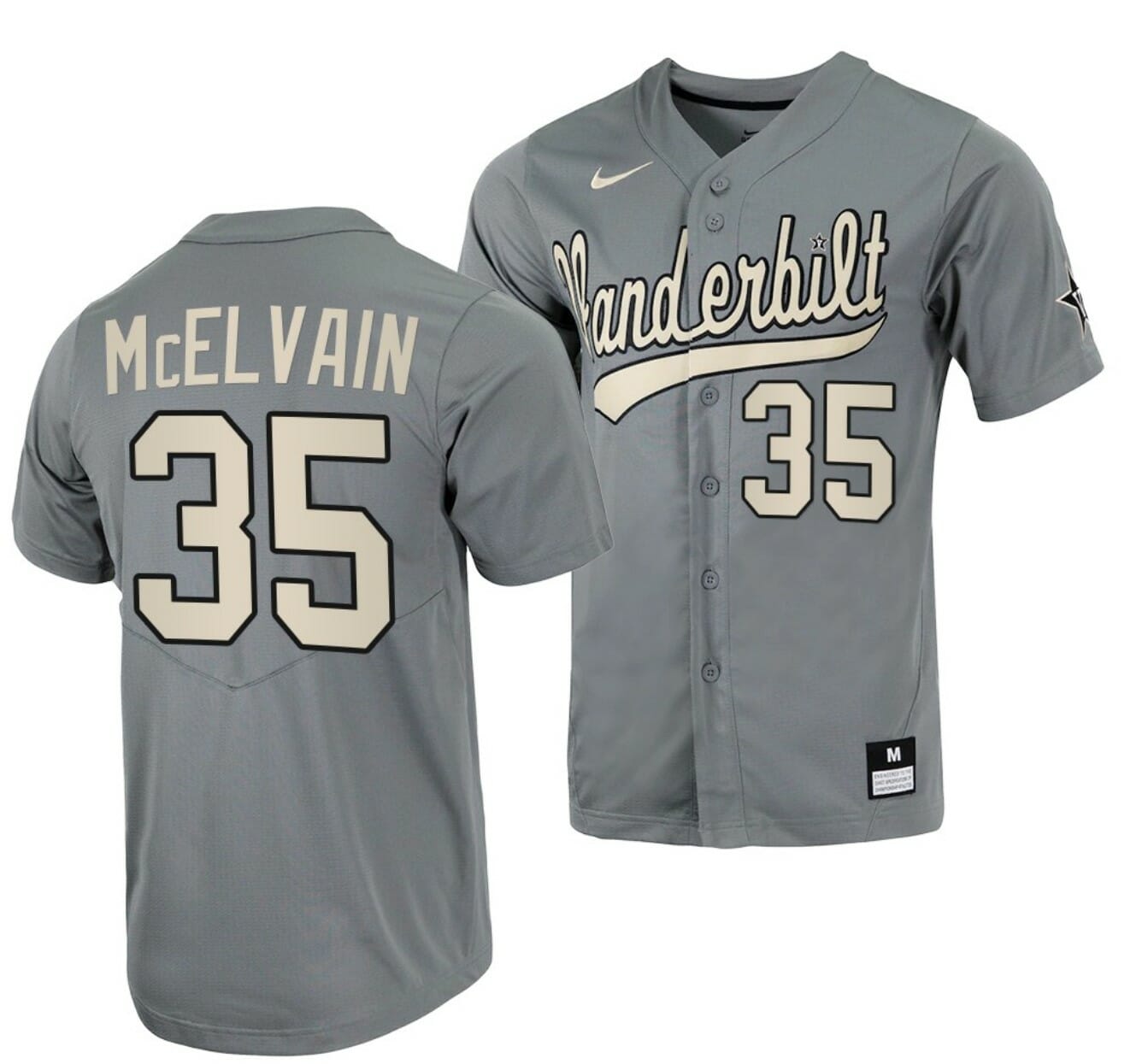 Chris McElvain Jersey Vanderbilt Commodores College Baseball Full-Button Grey #35