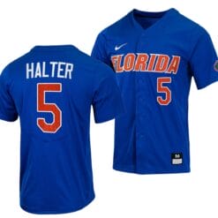 Colby Halter Jersey Florida Gators College Baseball Full-Button Royal #5