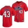Cole Baker Jersey Ole Miss Rebels College Baseball Red #43