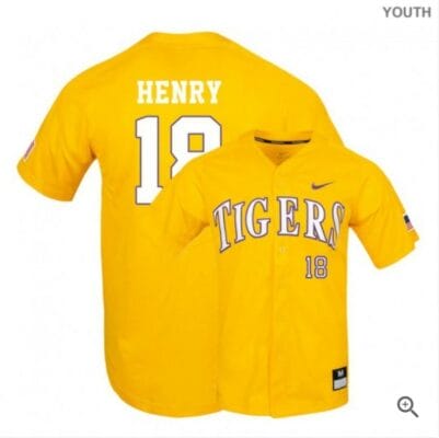 Cole Henry Jersey Lsu Tigers Baseball NCAA College Yellow Elite Alumni #18
