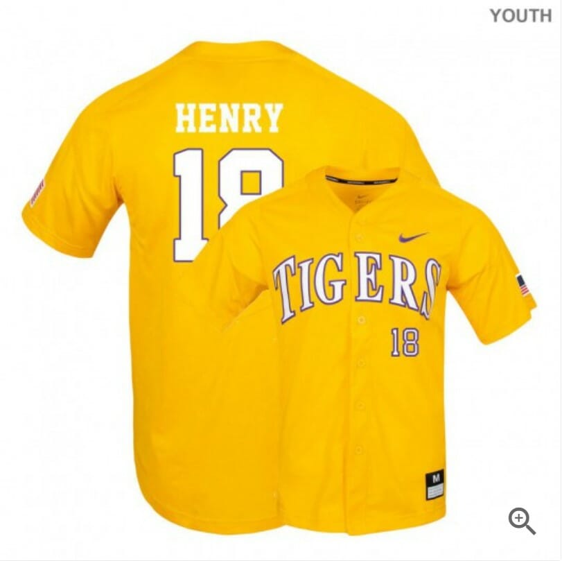 Cole Henry Jersey Lsu Tigers Baseball NCAA College Yellow Elite Alumni #18