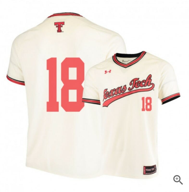 Cole Stilwell Jersey Texas Tech Red Raiders Baseball NCAA College Cream Alumni #18