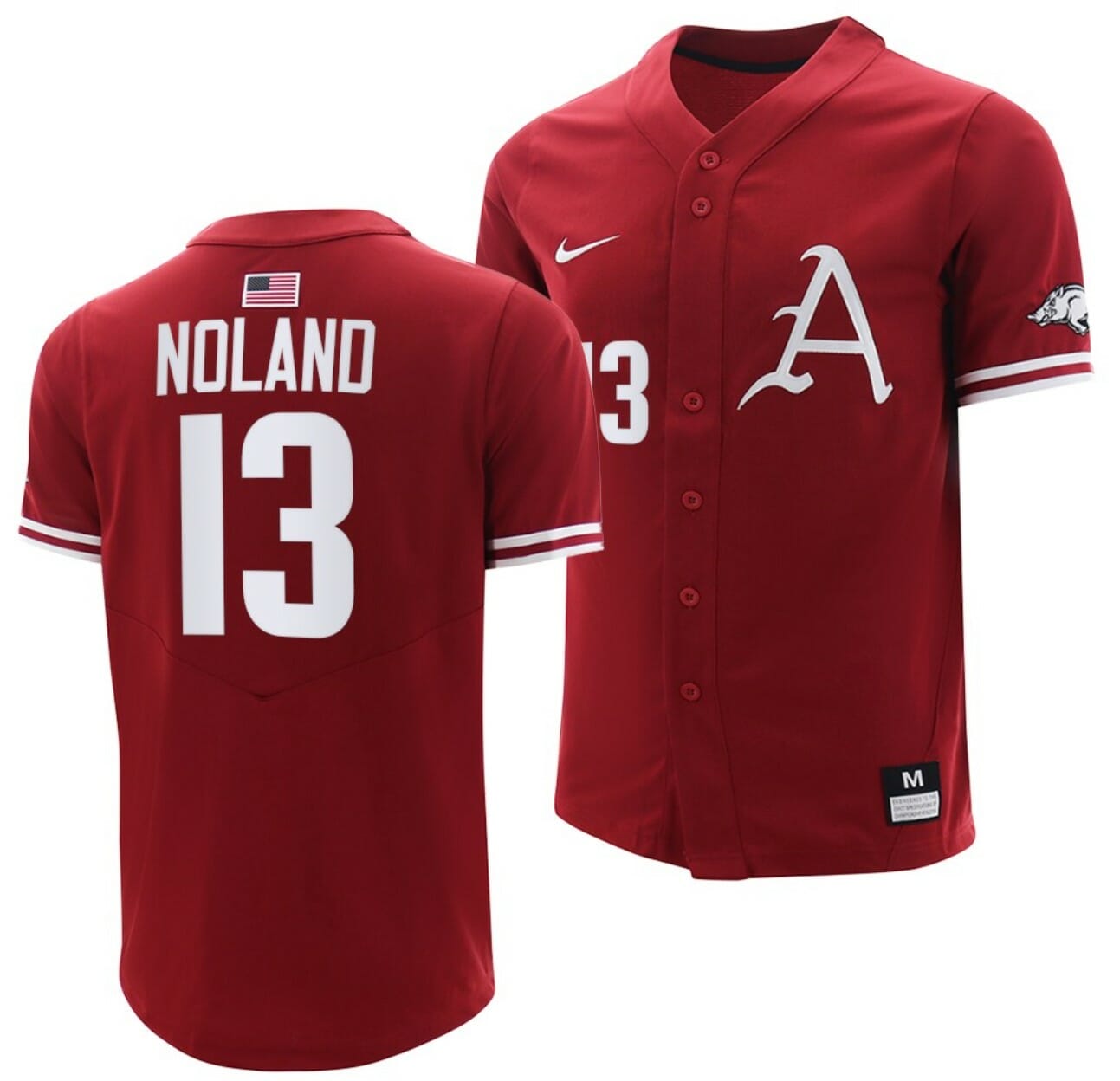 Connor Noland Jersey Arkansas Razorbacks College Baseball Cardinal #13
