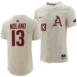 Connor Noland Jersey Arkansas Razorbacks College Baseball Full-Button Natural #13