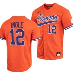 Cooper Ingle Jersey Clemson Tigers College Baseball Orange Full-Button #12