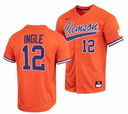 Cooper Ingle Jersey Clemson Tigers College Baseball Orange Full-Button #12