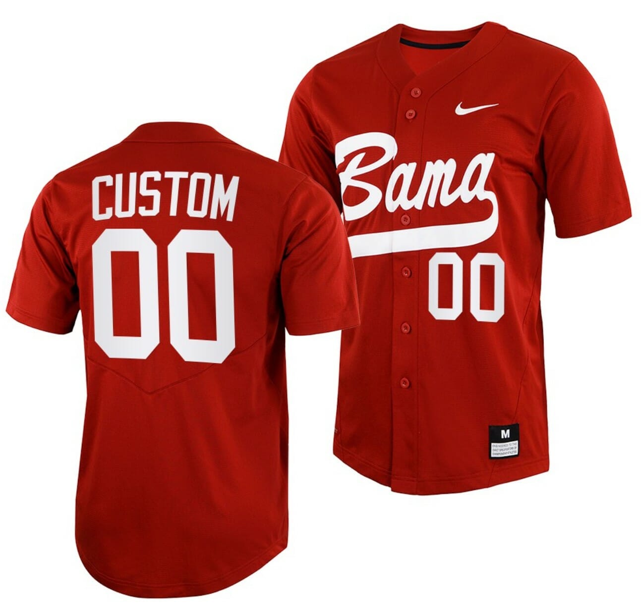 Custom Alabama Jersey Name and Number Baseball NCAA College Full Button Red