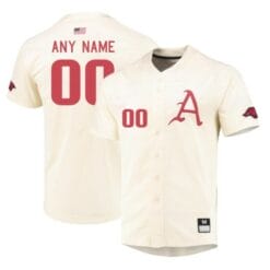 Custom Arkansas Razorbacks Jersey Name and Number Baseball College Cream